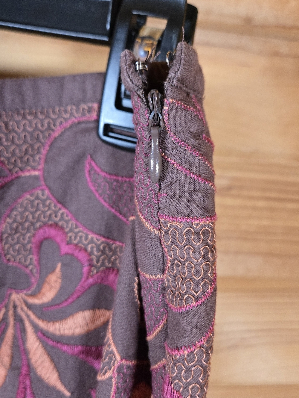 Axcess Liz Claiborne Women's Skirt Knee Length Brown Embroidered Floral 12 Lined - Picture 4 of 6